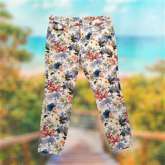 Tommy Bahama Denim - Tommy Bahama Ankle Floral Denim Jeans Womens 14 Multicolor Beach Tropical Pants